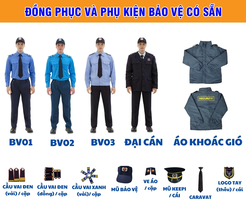 Mẫu đồng phục bảo vệ có sẵn tại Dương Châu