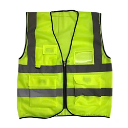 Áo gile màu xanh chuối phảng quang xám đậm