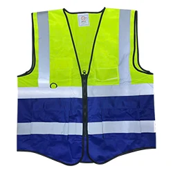 Áo gile phối màu xanh chuối với xanh dương phảng quang xám bạc